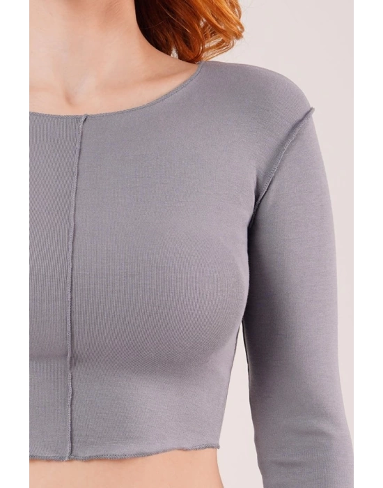 Ters Dikişli Basic Antrasit Body Bluz