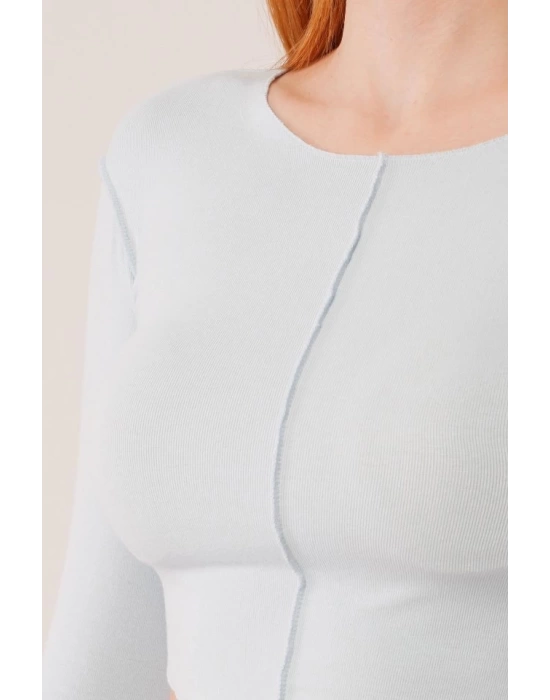 Ters Dikişli Basic Bebe Mavisi Body Bluz