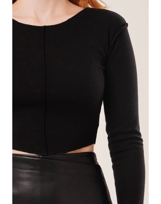 Ters Dikişli Basic Siyah Body Bluz