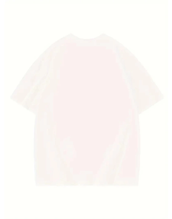 Thousand Baskılı Oversize Bisiklet Yaka T-shirt - Beyaz