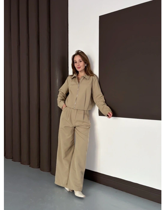 Trenç takım alt üst haki ons