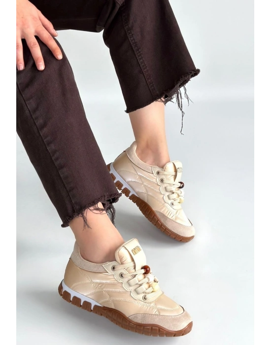 Tues Bej Nubuk Bağcıklı Spor Ayakkabı