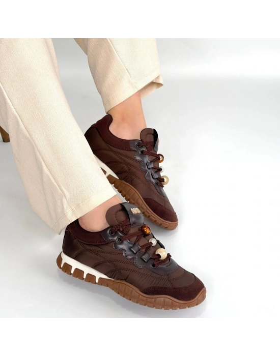 Tues Kahverengi Nubuk Bağcıklı Spor Ayakkabı