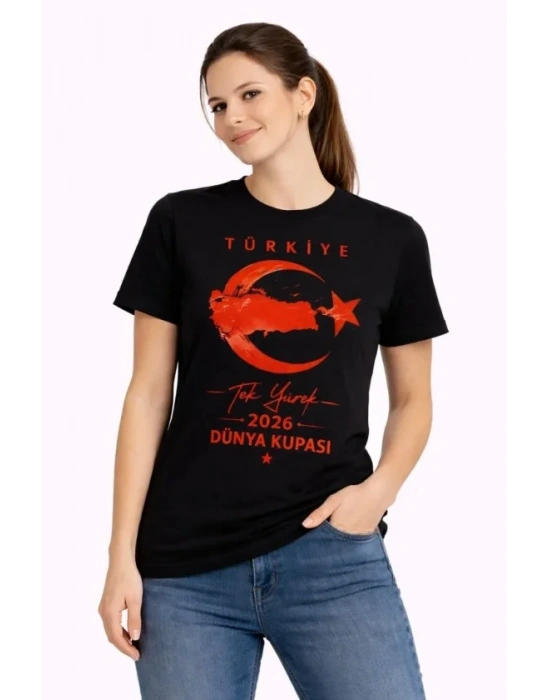 TÜRKİYE Ay Yıldız 2026 Dünya Kupasi Taraftar Forma T-Shirt - Siyah