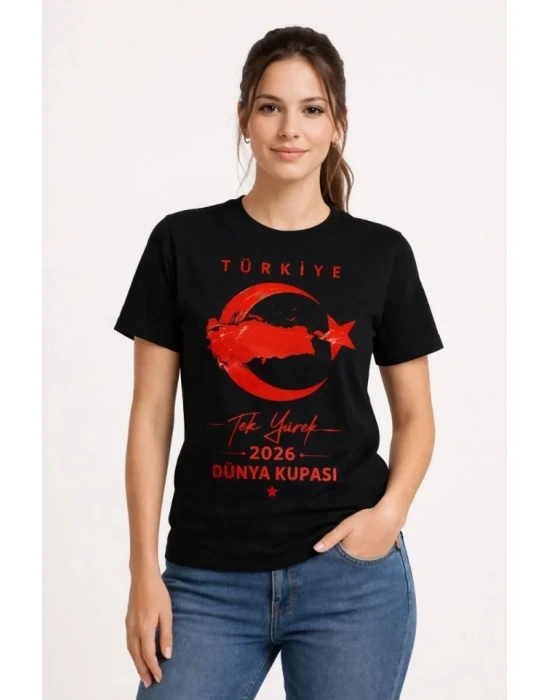 TÜRKİYE Ay Yıldız 2026 Dünya Kupasi Taraftar Forma T-Shirt - Siyah