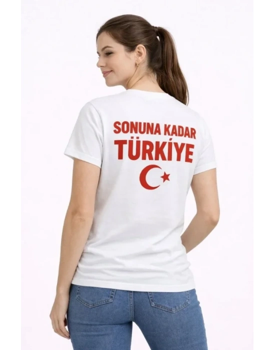TÜRKİYE Ay Yıldız Baskılı Taraftar Forma T-Shirt - Beyaz