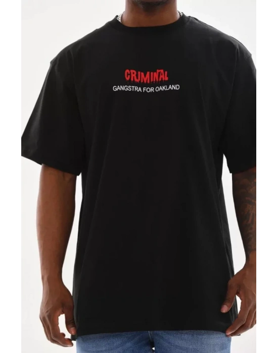 Unisex Baskılı Oversize T-Shirt - Siyah