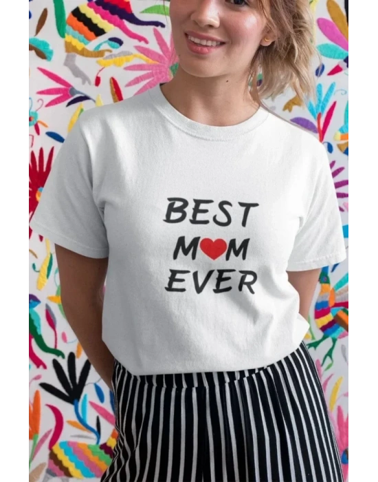 Unisex Bisiklet Yaka Baskılı Oversize T-Shirt - Beyaz