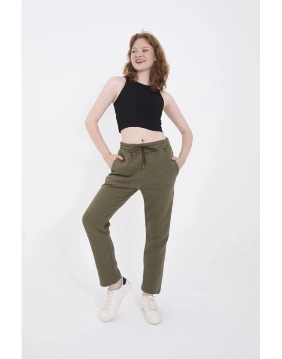 Unisex Üç İplik Basic Eşofman Pantolon - Hakİ
