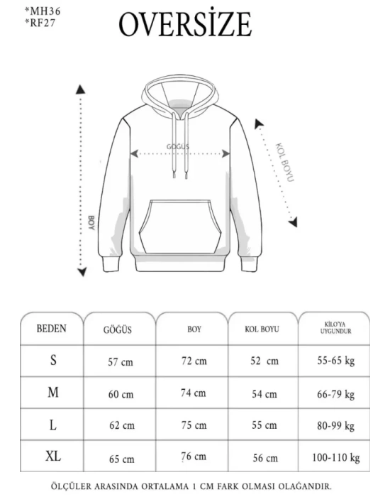 Unisex Üç İplik Kapşonlu Nakışlı SweatShirt - Siyah