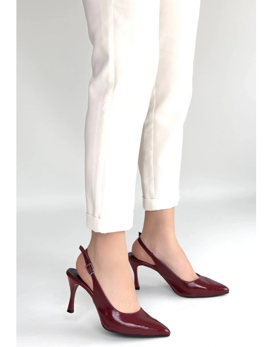 Uster Bordo Rugan Topuklu Ayakkabı