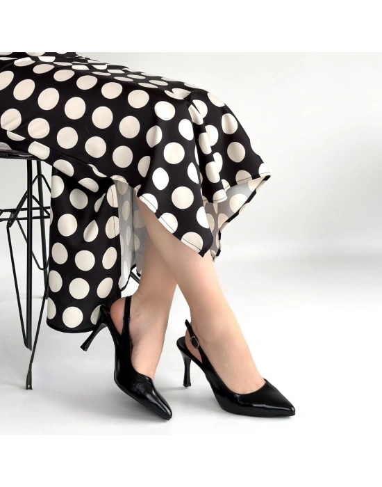 Uster Siyah Rugan Topuklu Ayakkabı