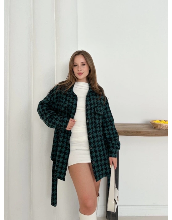 Uzun kaşe gömlek petrol yeşili st255812