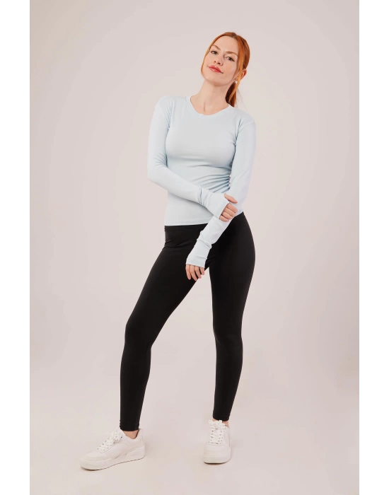 Uzun Kollu Basic Bebe Mavisi Bluz
