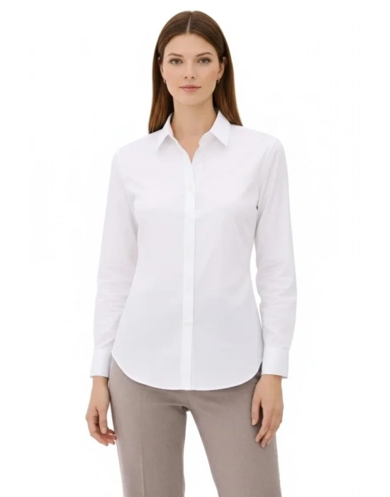 Uzun Kollu Gömlek Düğmeli Klasik Yaka Günlük Ve Ofis Şıklığına Uygun - Beyaz