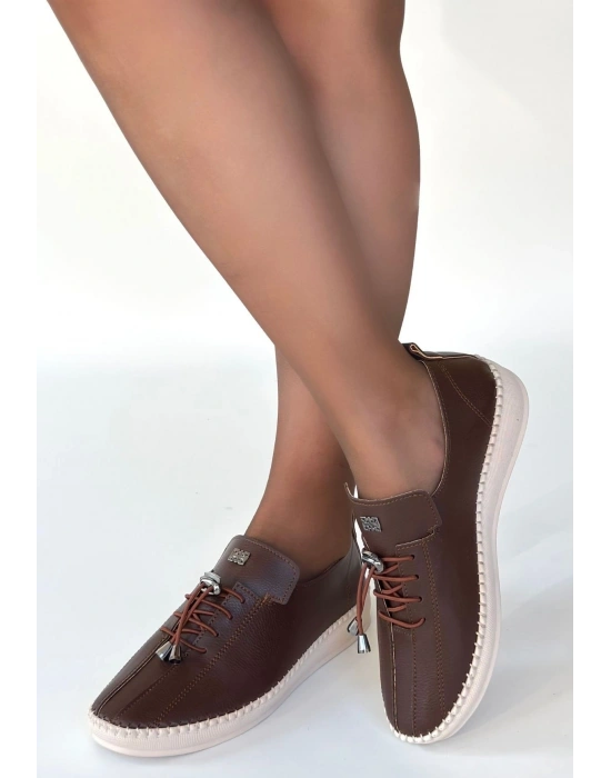 Warte Acı Kahve Deri Bağcıklı Spor Ayakkabı