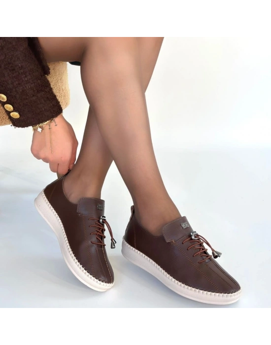 Warte Acı Kahve Deri Bağcıklı Spor Ayakkabı