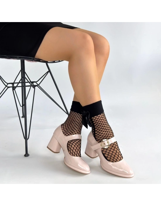 Weys Bej Rugan Topuklu Ayakkabı