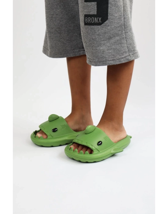 WG500 Köpekbalığı Haki Unisex Tam Ortopedik Terlik Shark Slides