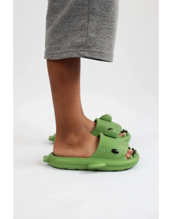 WG500 Köpekbalığı Haki Unisex Tam Ortopedik Terlik Shark Slides