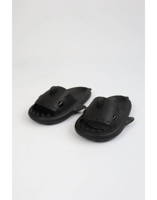 WG500 Köpekbalığı Siyah Unisex Tam Ortopedik Terlik Shark Slides