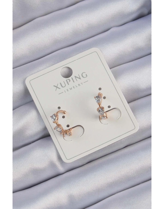 Xuping Rose Renk Damla Zirkon Taşlı Earcuff Küpe