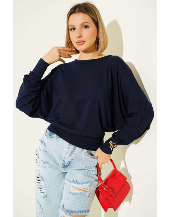 Yarasa Kol Salaş Bluz Lacivert T4273
