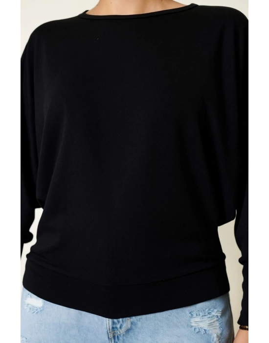 Yarasa Kol Salaş Bluz siyah T4273