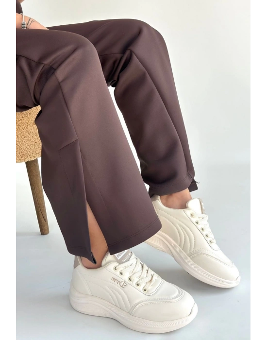 Yejja Bej Cilt Bağcıklı Spor Ayakkabı