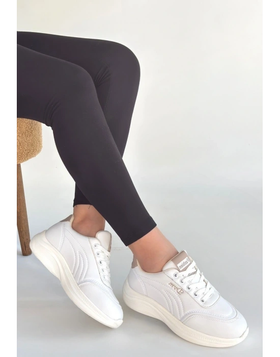 Yejja Beyaz Cilt Bağcıklı Spor Ayakkabı