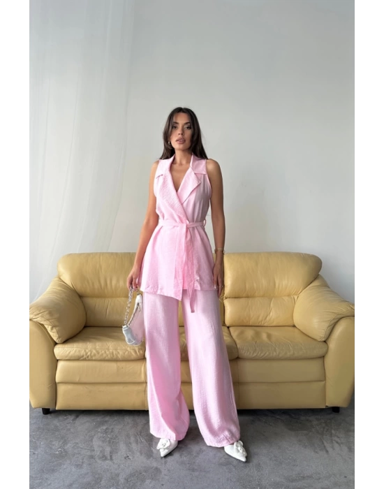 YELEK - PANTOLON TAKIM ÇİLEK KUMAŞ - Pembe