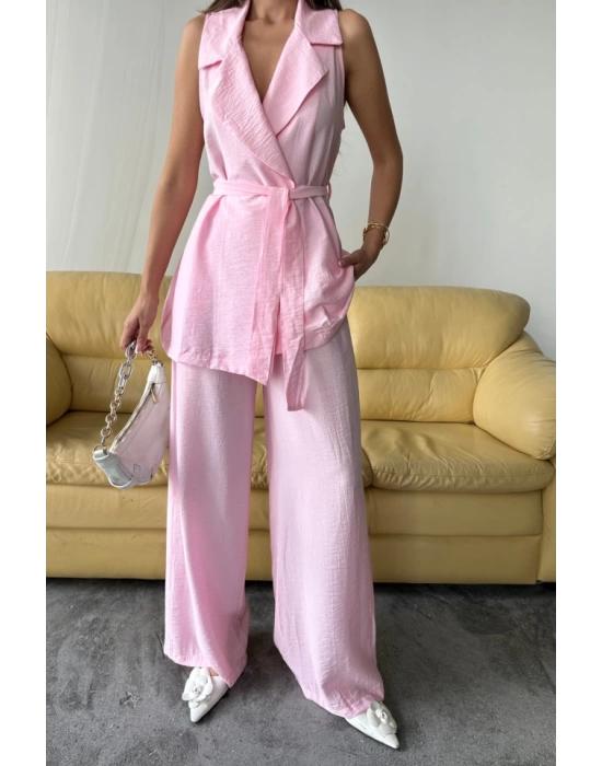 YELEK - PANTOLON TAKIM ÇİLEK KUMAŞ - Pembe