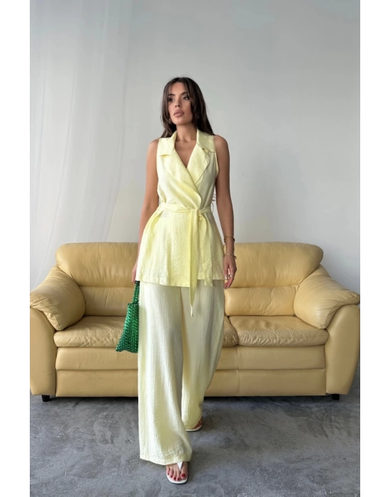 YELEK - PANTOLON TAKIM ÇİLEK KUMAŞ - Sarı