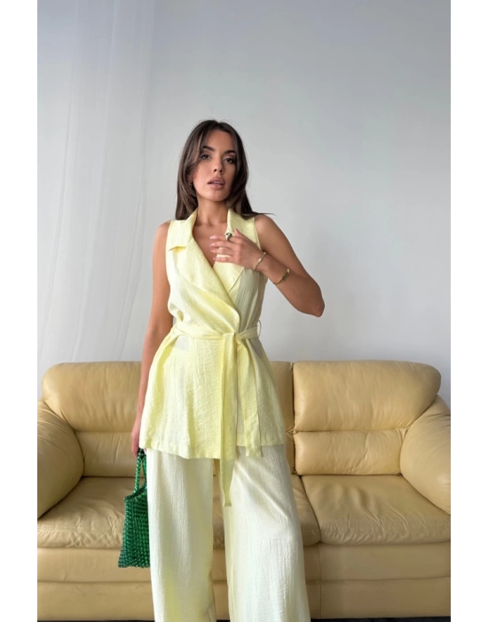 YELEK - PANTOLON TAKIM ÇİLEK KUMAŞ - Sarı