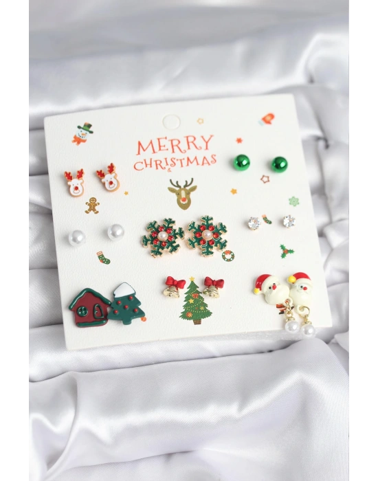 Yılbaşı Temalı 8 Çift Küpe Seti