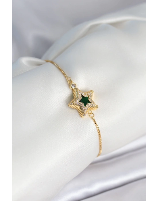 Yıldız Model Asansörlü Gold Renk Kadın Bileklik