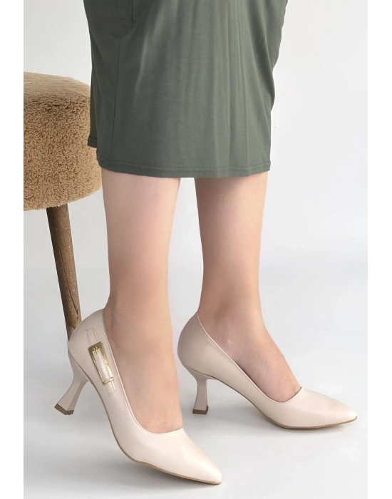 Yons Bej Cilt Topuklu Ayakkabı