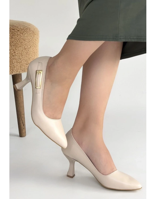 Yons Bej Cilt Topuklu Ayakkabı