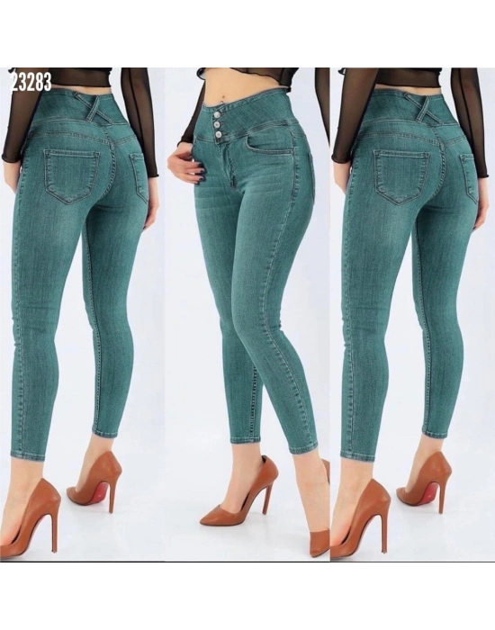 Yüksek Bel Likralı Jean Pantolon 90 Cm