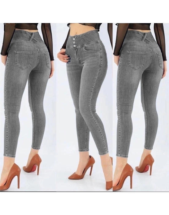 Yüksek Bel Likralı Jean Pantolon 90 Cm