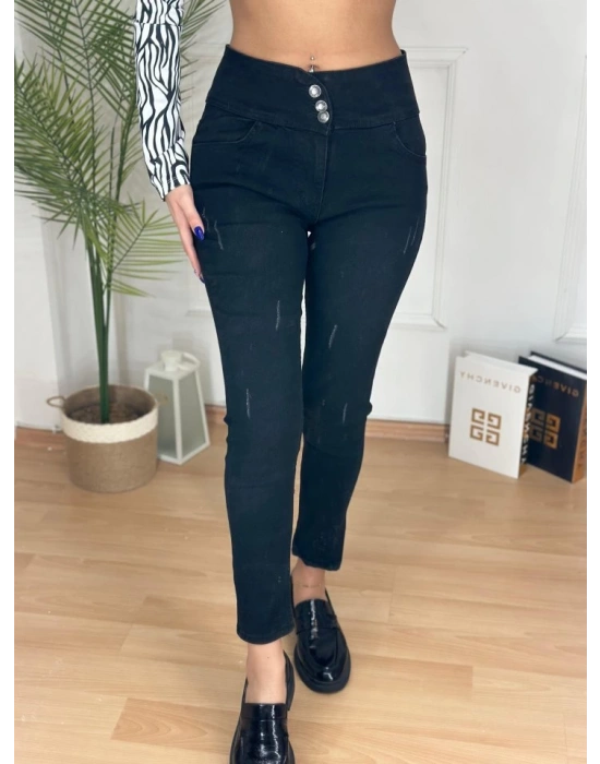 Yüksek Bel Likralı Jean Pantolon 90 Cm