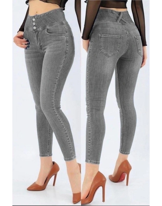 Yüksek Bel Likralı Jean Pantolon 90 Cm