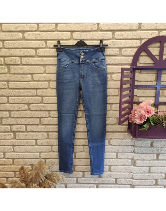 Yüksek Bel Likralı Jean Pantolon 90 Cm