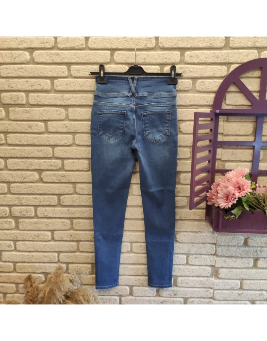 Yüksek Bel Likralı Jean Pantolon 90 Cm
