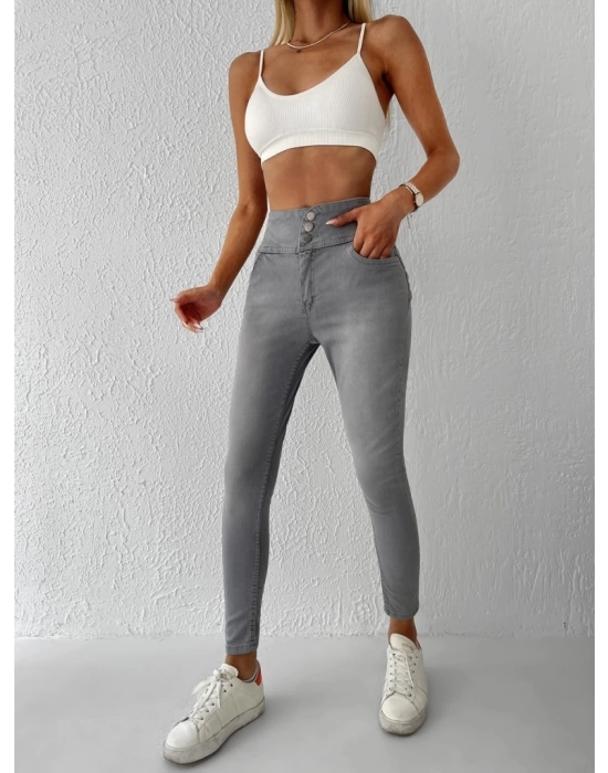 Yüksek Bel Likralı Jean Pantolon 90 Cm