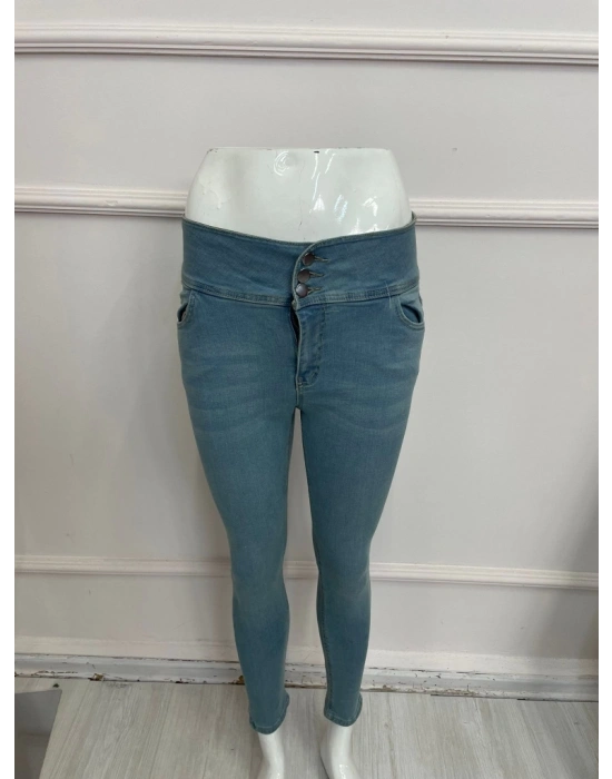 Yüksek Bel Likralı Jean Pantolon 90 Cm