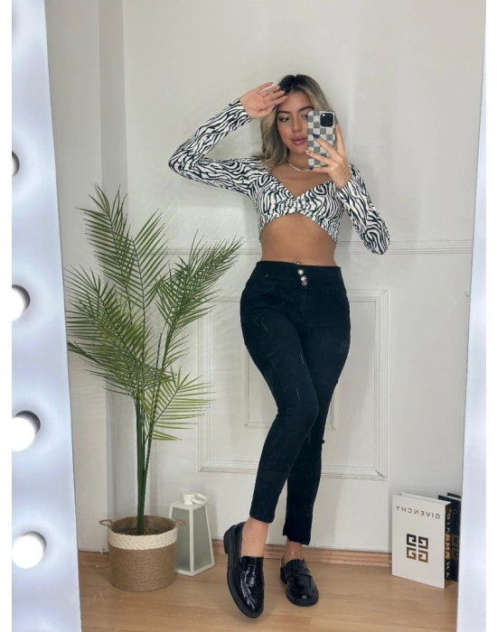 Yüksek Bel Likralı Kot Pantolon