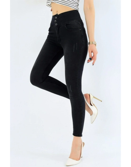 Yüksek Bel Likralı Kot Pantolon