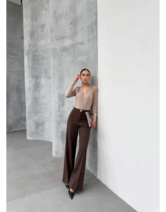 Yüksek Bel Straight Fit Palazzo Pantolon