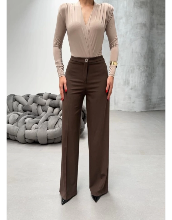 Yüksek Bel Straight Fit Palazzo Pantolon